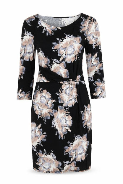 Wallis Womens Black Floral Viscose A-Line Size 10 Round Neck Pullover