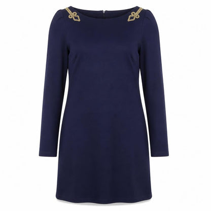 River Island Womens Blue Polyester A-Line Size 10 Round Neck Zip