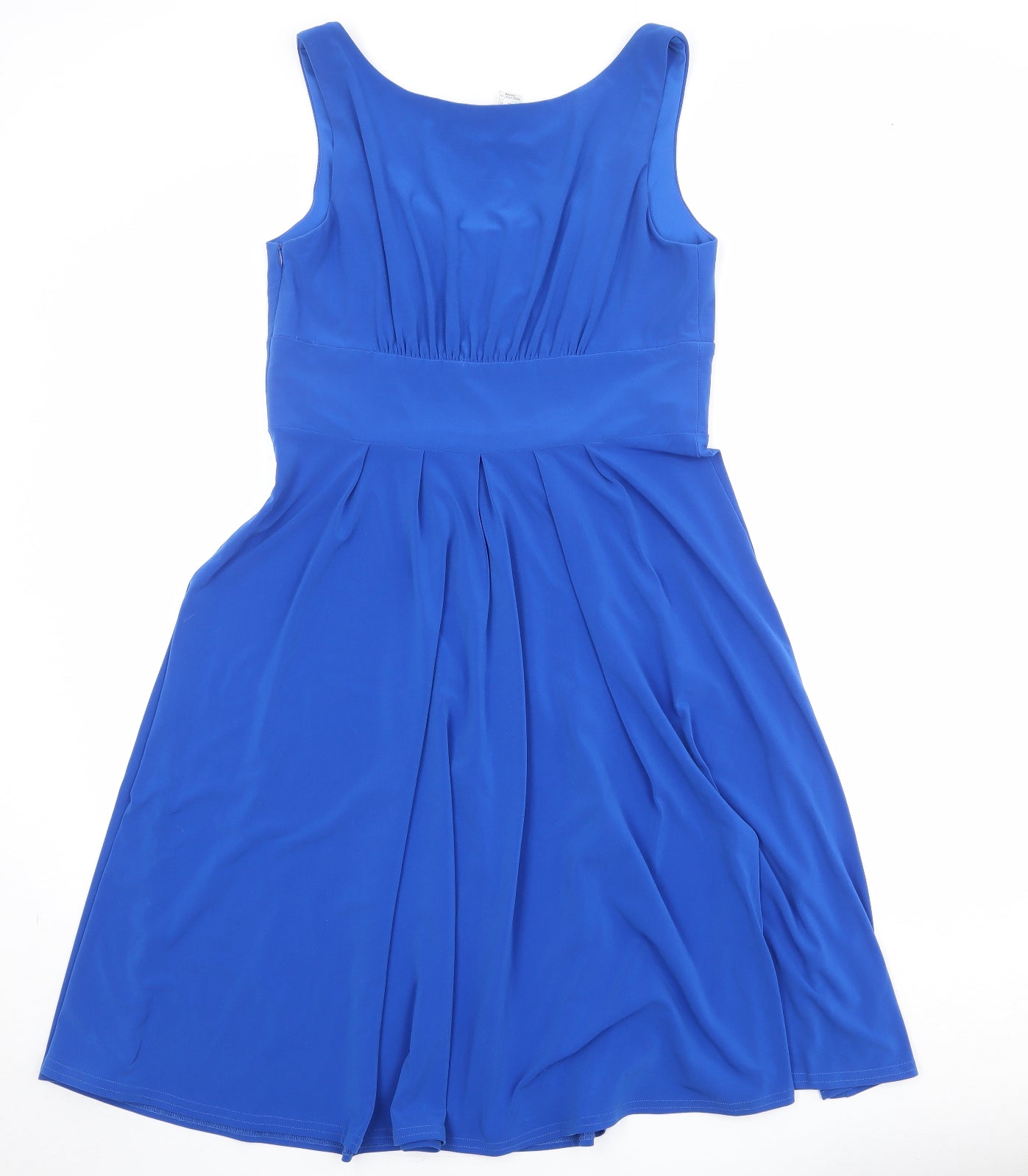 Joseph Ribkoff Womens Blue Polyester Skater Dress Size 14 Round Neck Zip