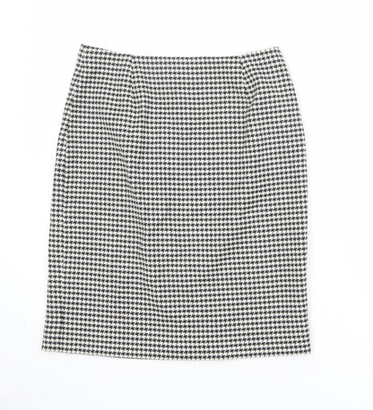 Precis Womens Black Geometric Wool A-Line Skirt Size 12 Zip