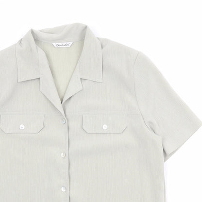 Berkertex Womens Green Polyester Basic Button-Up Size 12 Collared