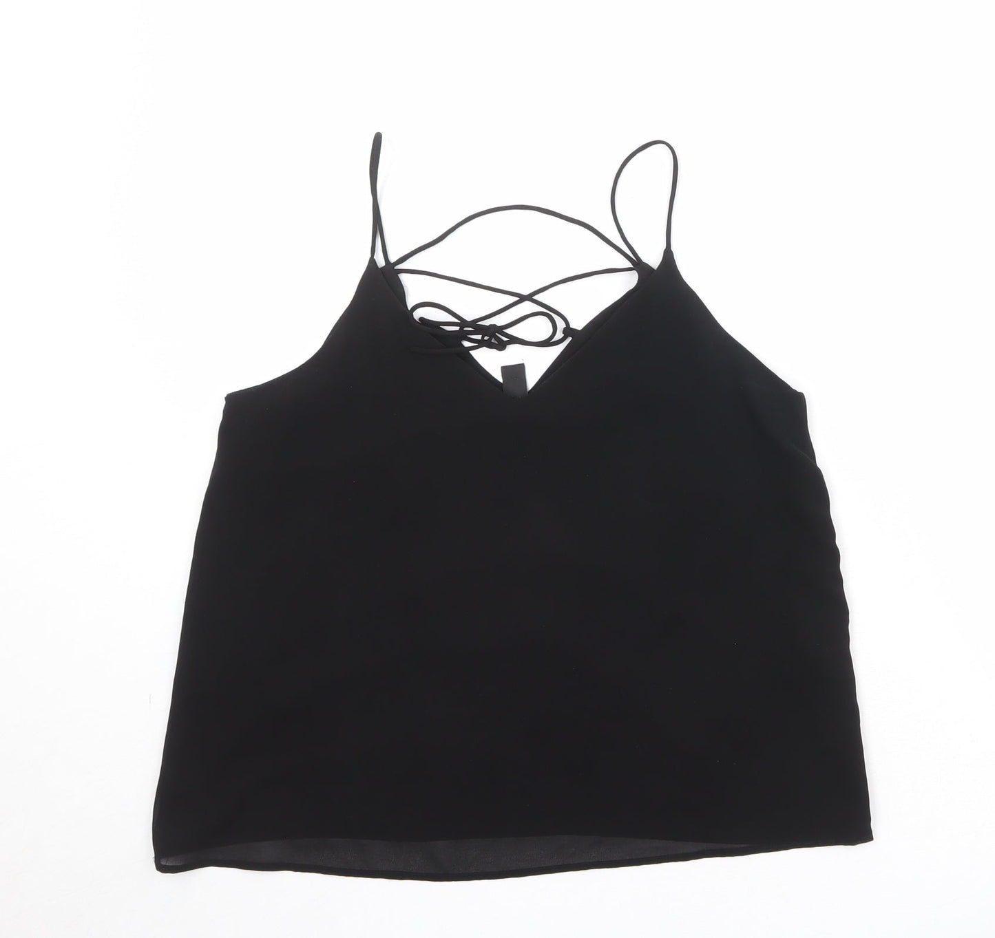 New Look Womens Black Polyester Basic Tank Size 10 V-Neck