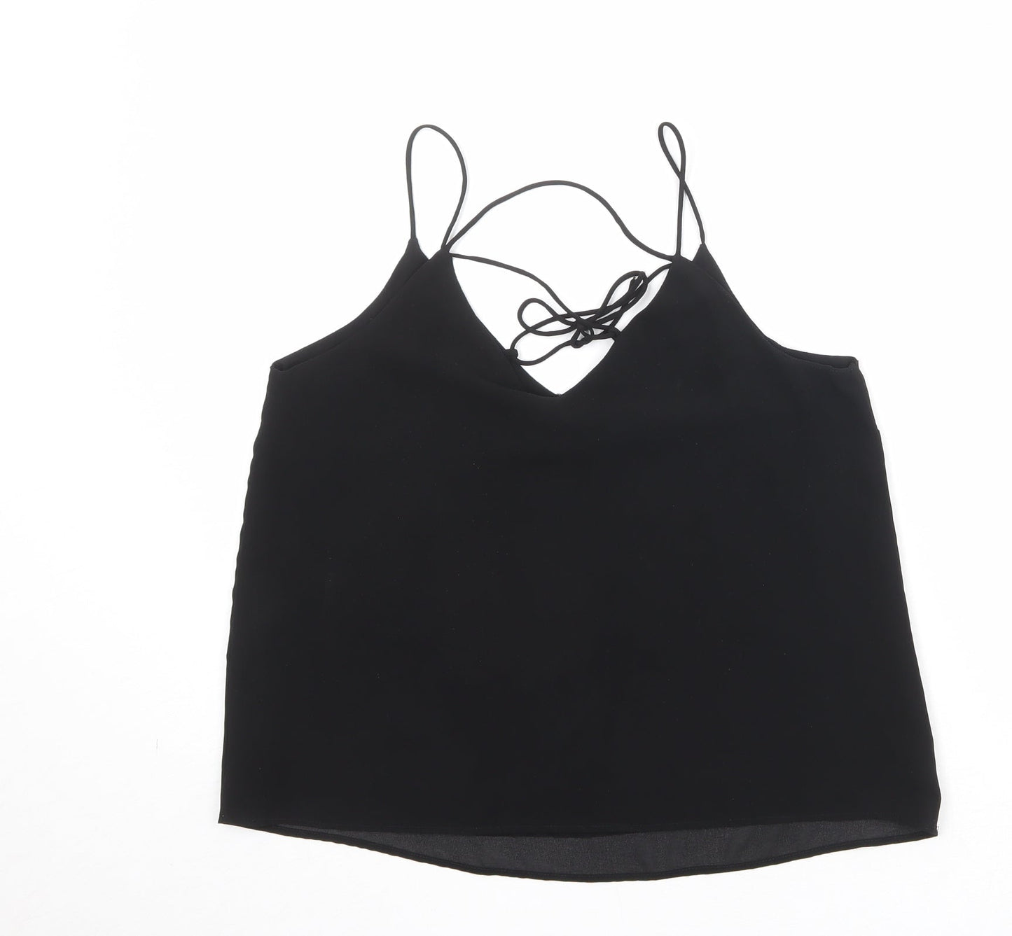 New Look Womens Black Polyester Basic Tank Size 10 V-Neck