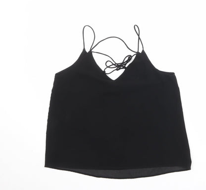 New Look Womens Black Polyester Basic Tank Size 10 V-Neck