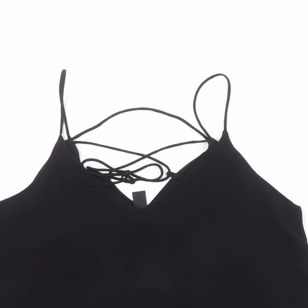 New Look Womens Black Polyester Basic Tank Size 10 V-Neck