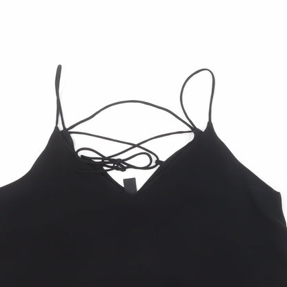 New Look Womens Black Polyester Basic Tank Size 10 V-Neck