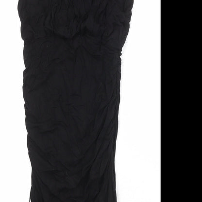 Jersey Womens Black Viscose Bodycon Size 10 Round Neck Pullover