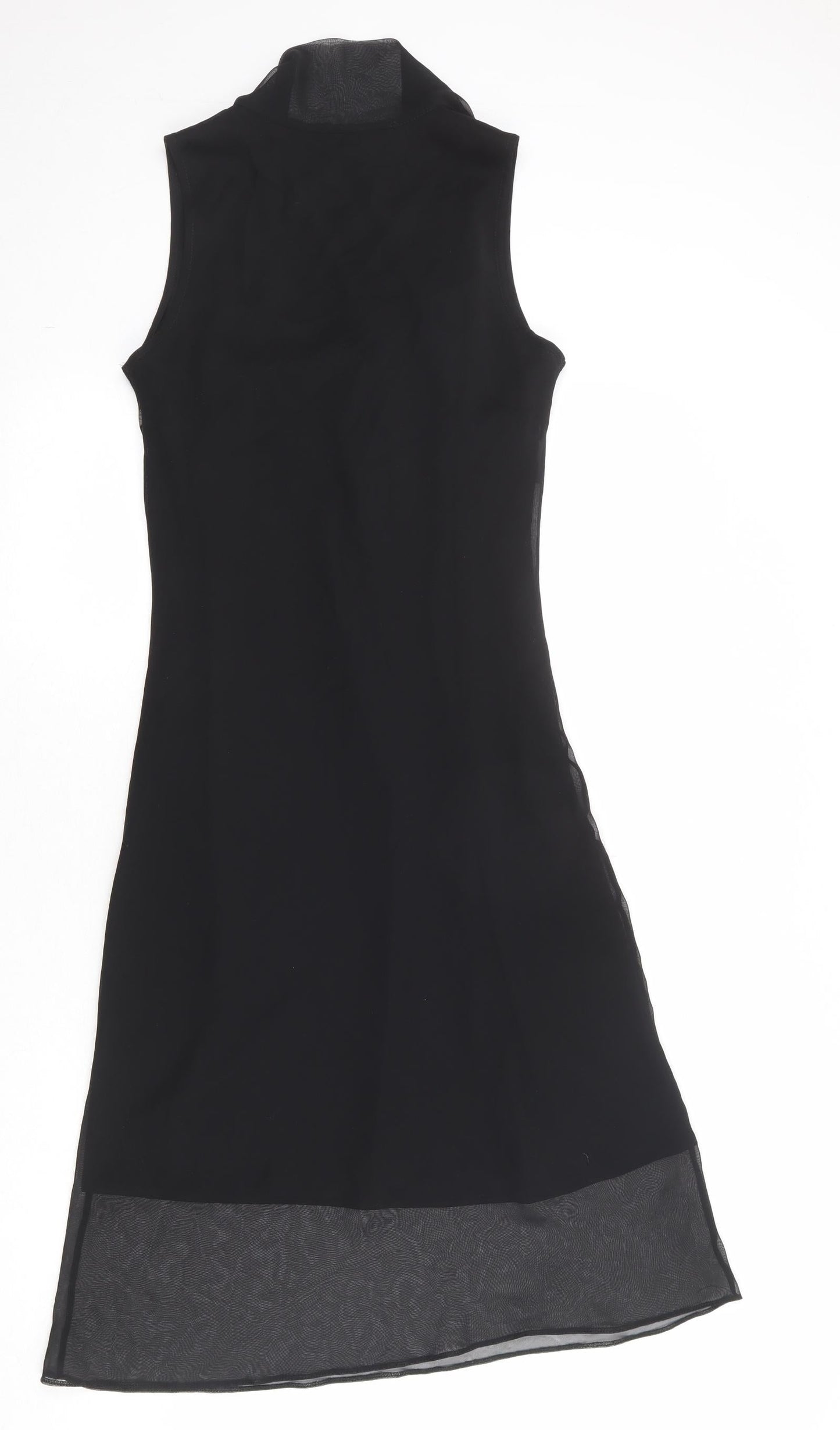 Dorothy Perkins Womens Black Polyester A-Line Size 12 V-Neck Pullover - Scarf Detail