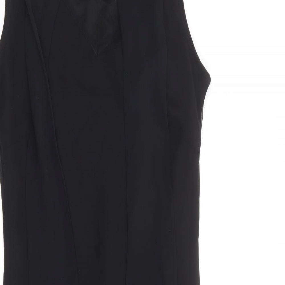 Dorothy Perkins Womens Black Polyester A-Line Size 12 V-Neck Pullover - Scarf Detail