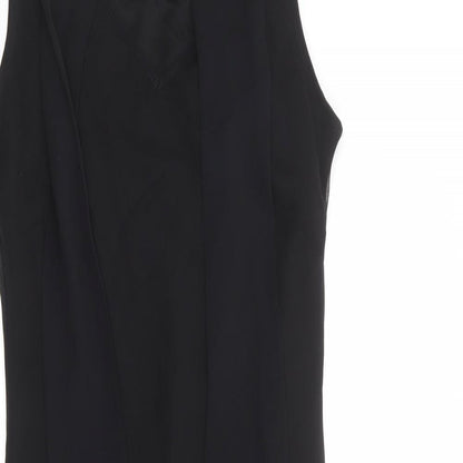 Dorothy Perkins Womens Black Polyester A-Line Size 12 V-Neck Pullover - Scarf Detail