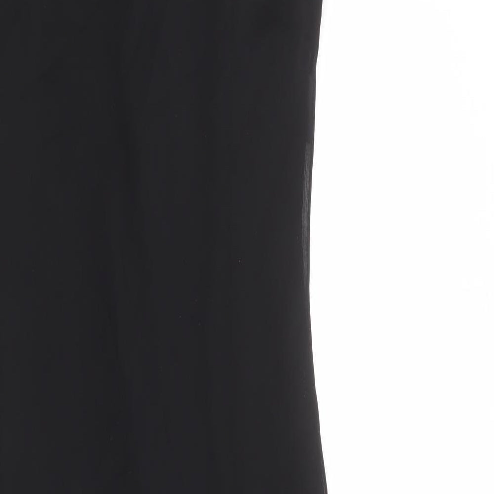 Dorothy Perkins Womens Black Polyester A-Line Size 12 V-Neck Pullover - Scarf Detail