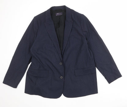 Marks and Spencer Womens Blue Striped Polyester Jacket Suit Jacket Size 20