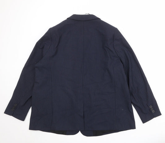 Marks and Spencer Womens Blue Striped Polyester Jacket Suit Jacket Size 20