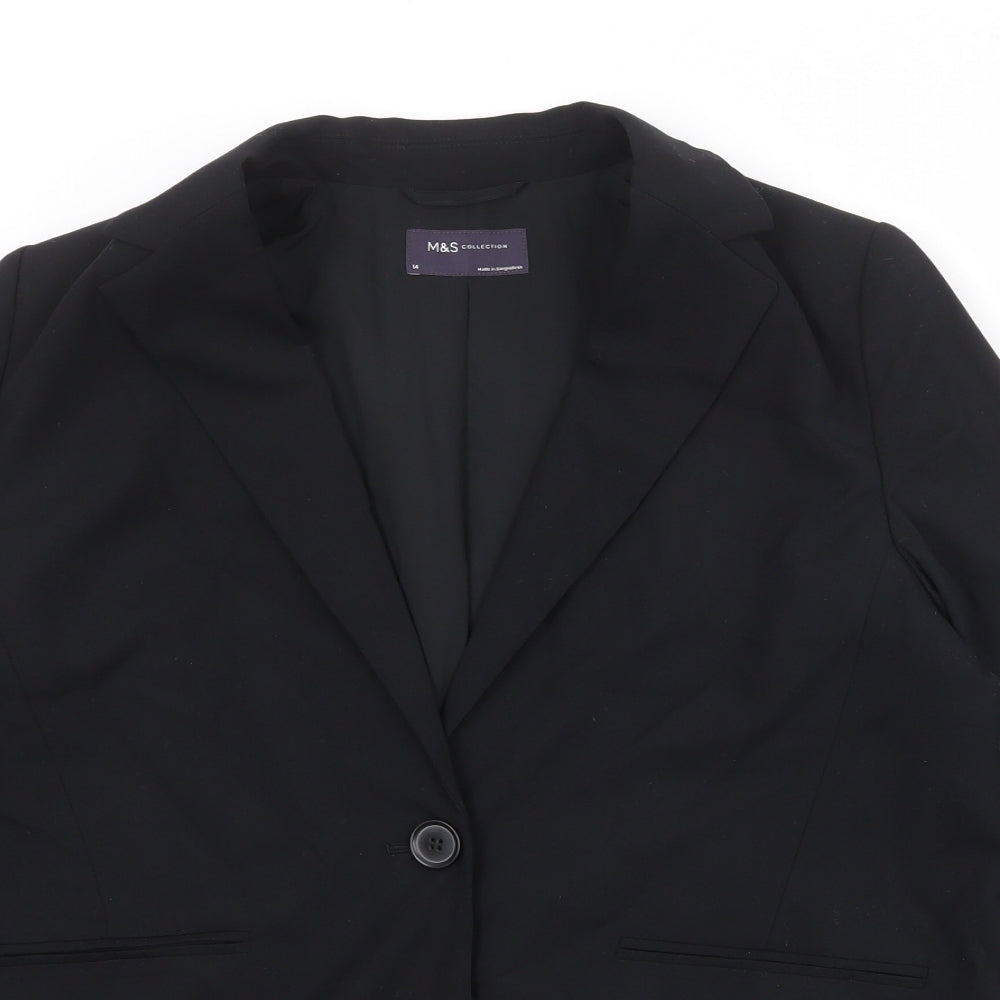 Marks and Spencer Womens Black Polyester Jacket Suit Jacket Size 14