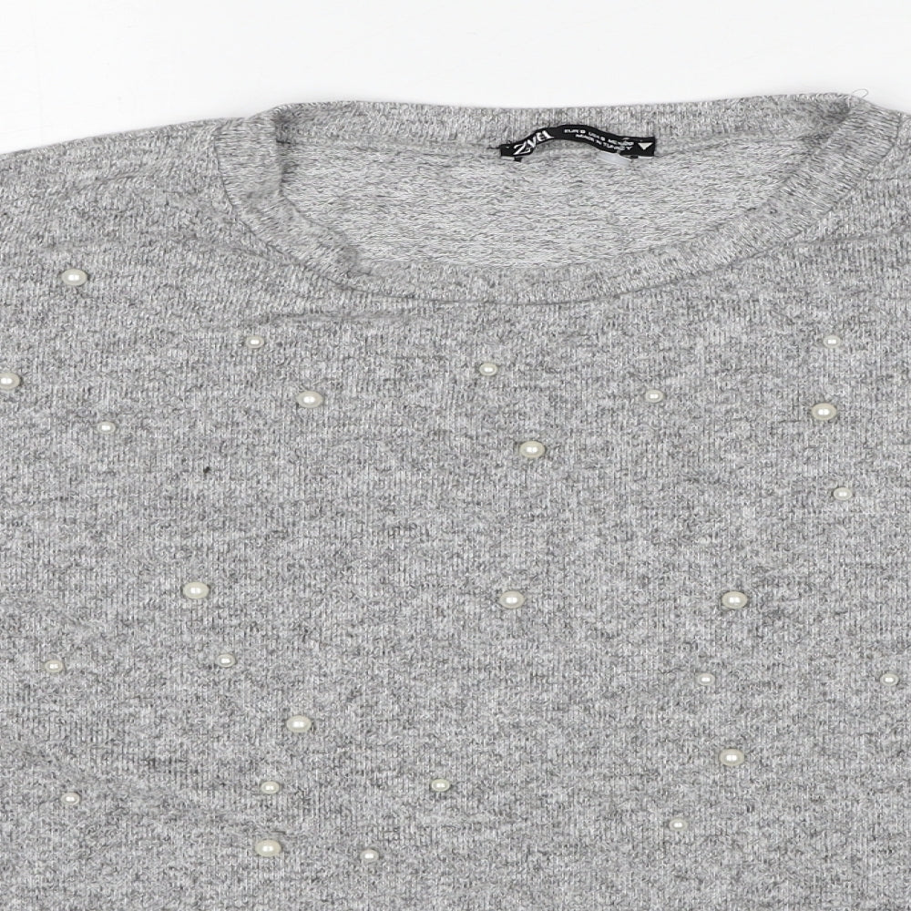 Womens UK Size S Zara Grey Pullover Jumper