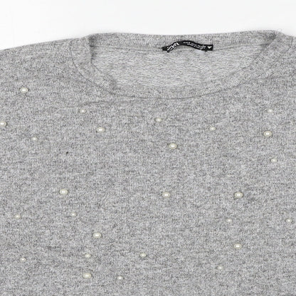 Womens UK Size S Zara Grey Pullover Jumper
