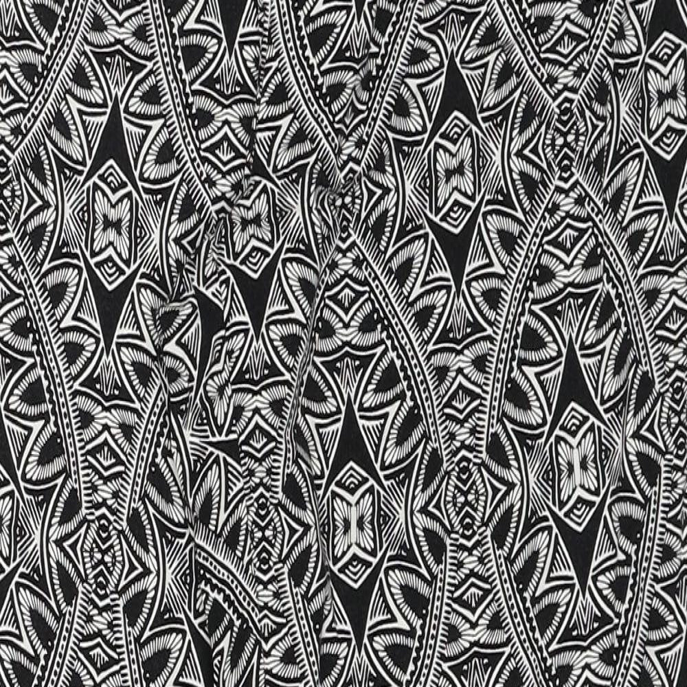 New Look Womens Black Geometric Polyester Trousers Size 10 Regular Drawstring