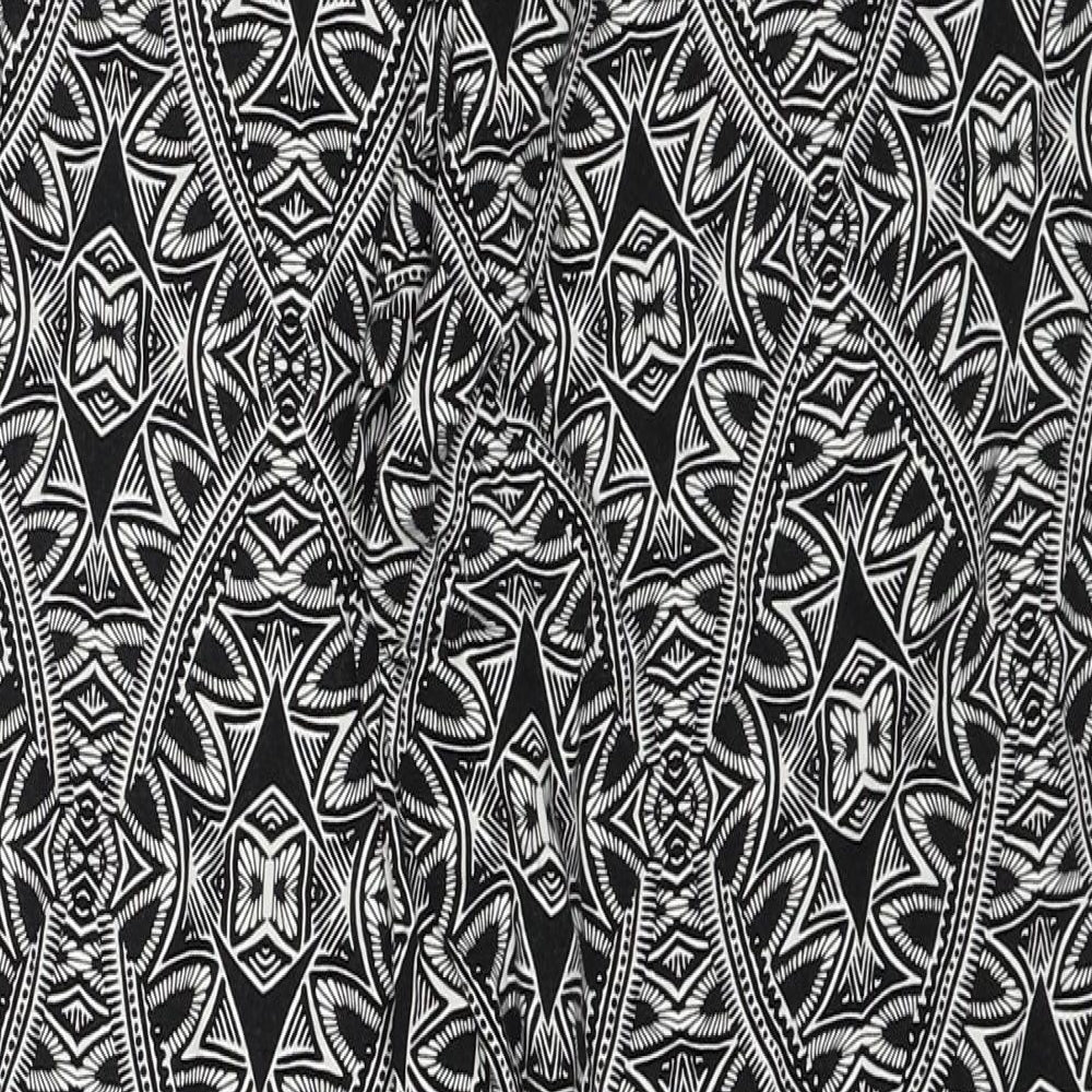 New Look Womens Black Geometric Polyester Trousers Size 10 Regular Drawstring