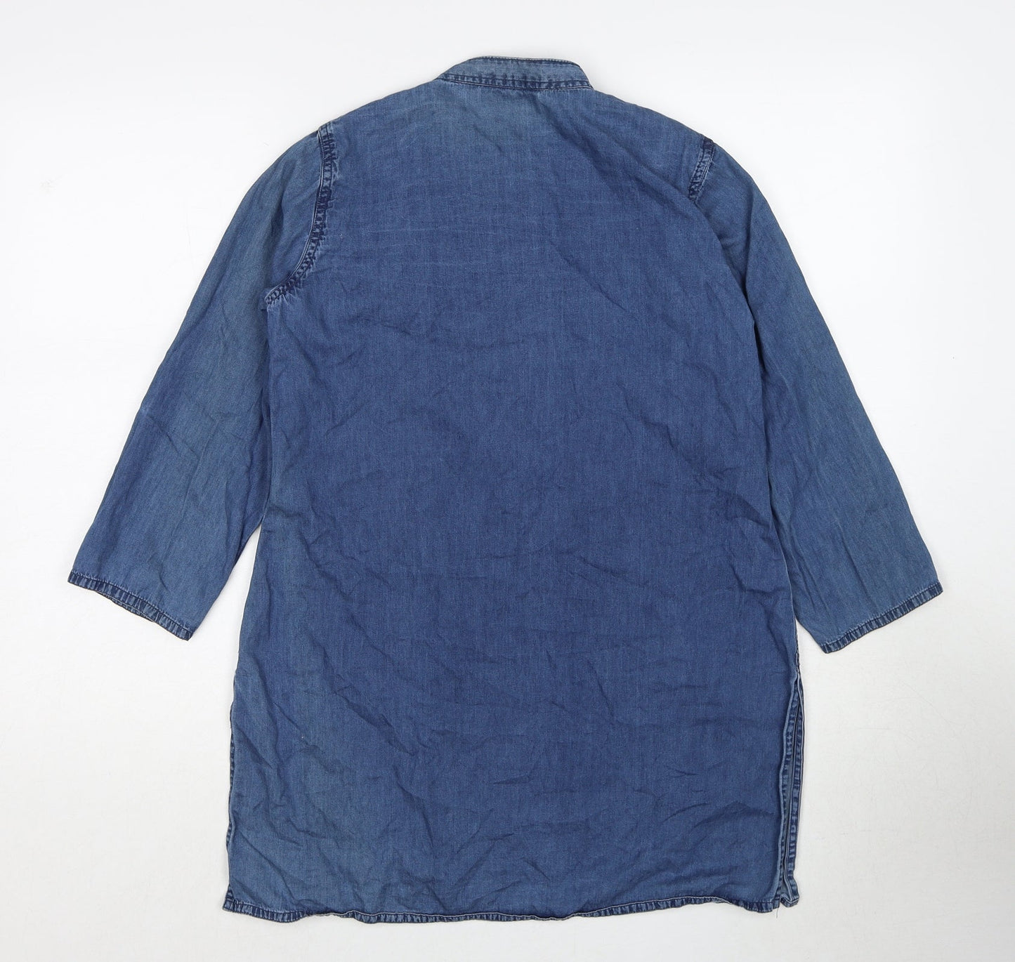 Westside Womens Blue Polyester Tunic Blouse Size S Round Neck