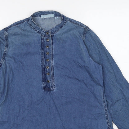 Westside Womens Blue Polyester Tunic Blouse Size S Round Neck