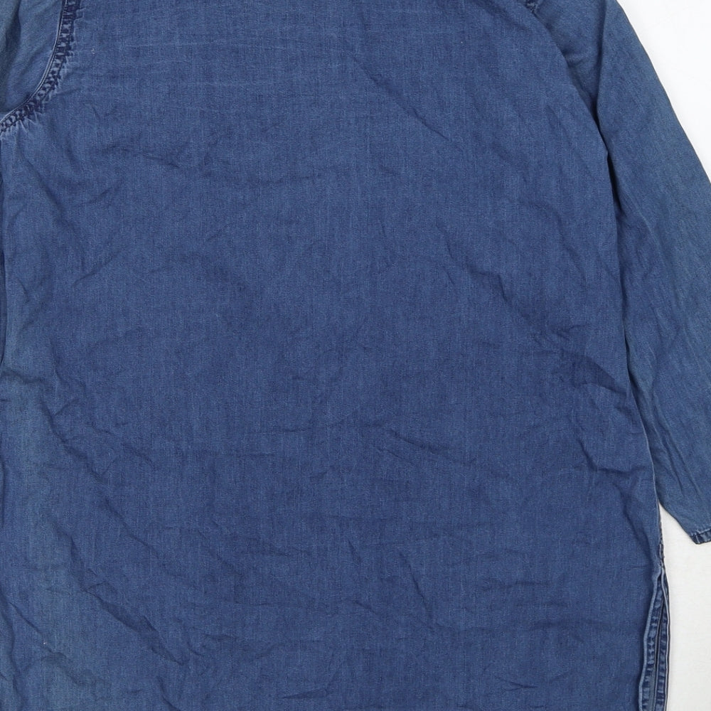 Westside Womens Blue Polyester Tunic Blouse Size S Round Neck