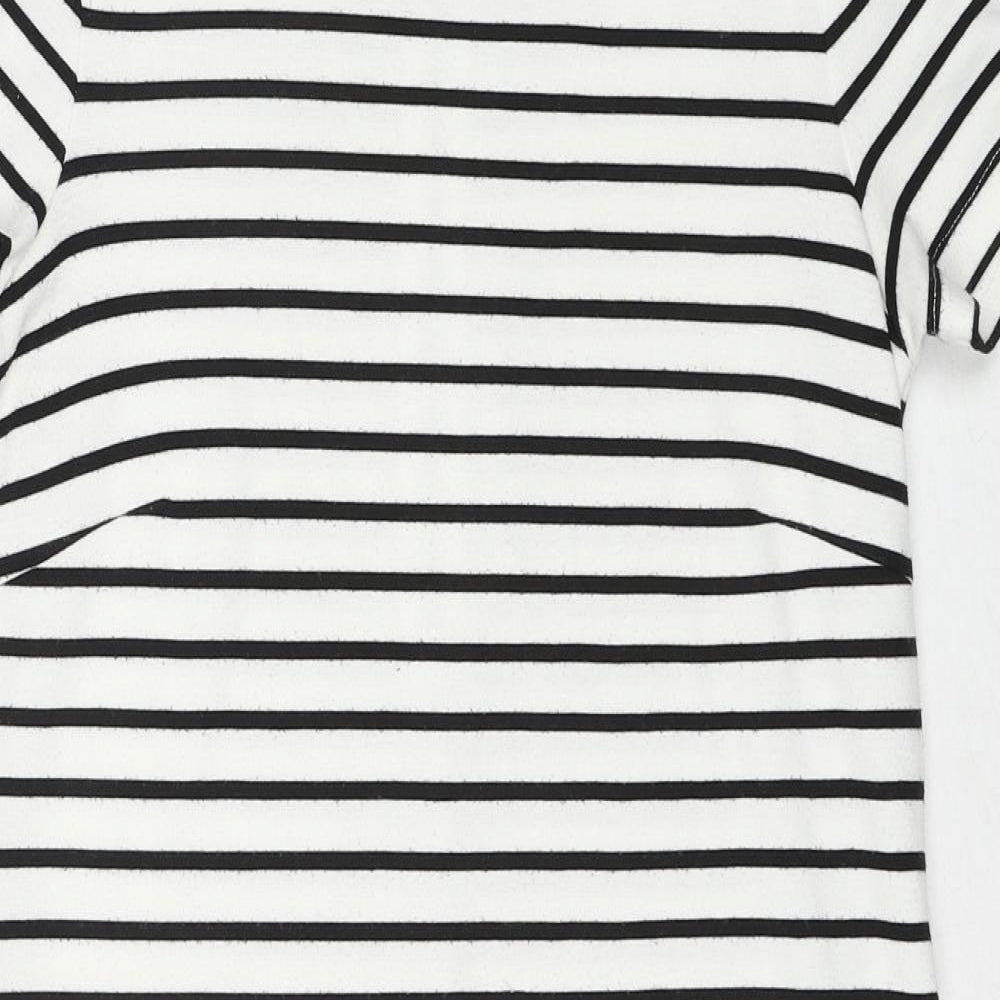 VILA Womens White Striped Polyester T-Shirt Dress Size XS Round Neck Zip