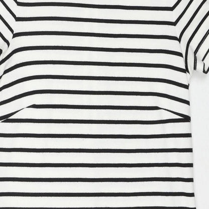 VILA Womens White Striped Polyester T-Shirt Dress Size XS Round Neck Zip