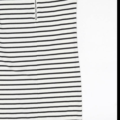 VILA Womens White Striped Polyester T-Shirt Dress Size XS Round Neck Zip