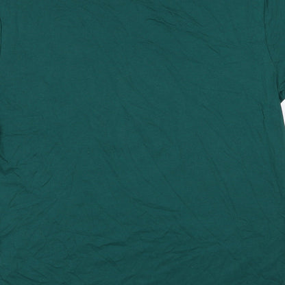 Marks and Spencer Mens Green Cotton T-Shirt Size M Round Neck - Christmas Gin-Gle all The Way