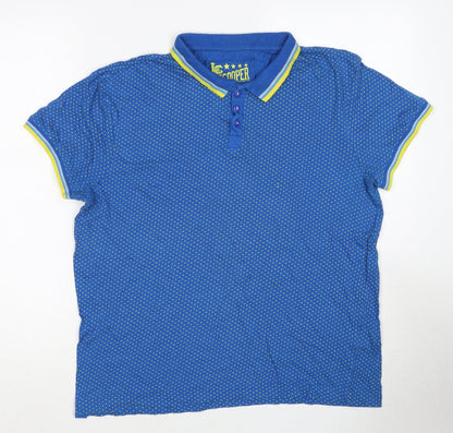 Lee Cooper Mens Blue Polka Dot Cotton Polo Size M Collared Pullover