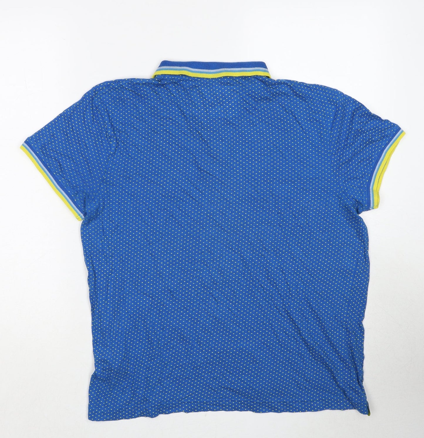 Lee Cooper Mens Blue Polka Dot Cotton Polo Size M Collared Pullover