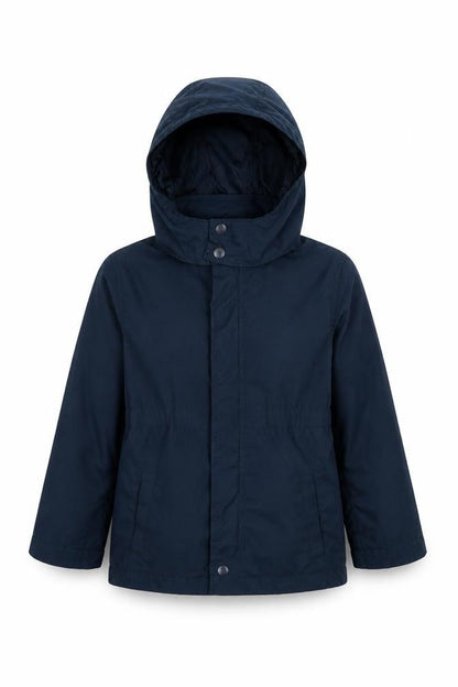 Front view of NAME IT girls’ blue jacket, size 6, years zip