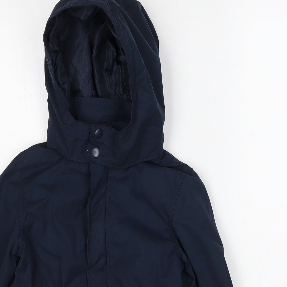 Close-up detail of NAME IT girls’ blue jacket, size 6, years zip