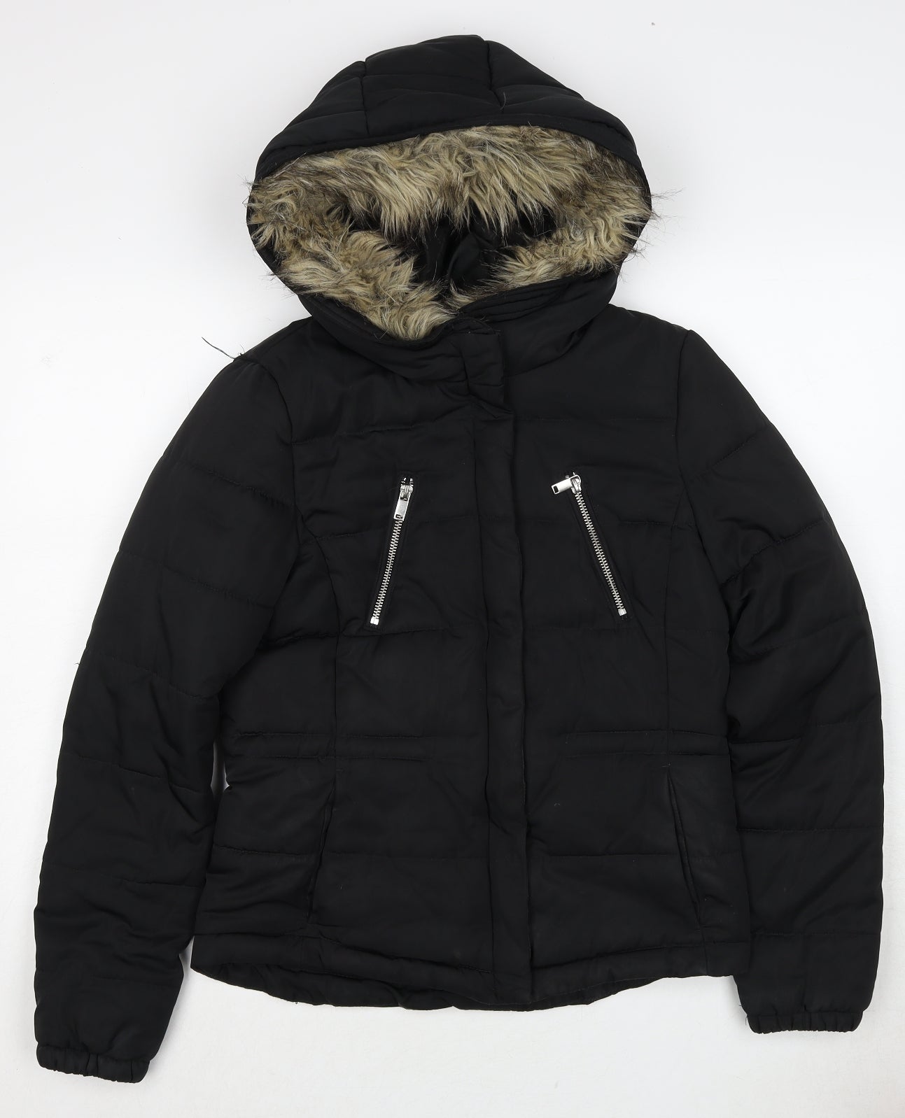 Womens UK Size 8 H&M Black Puffer Jacket