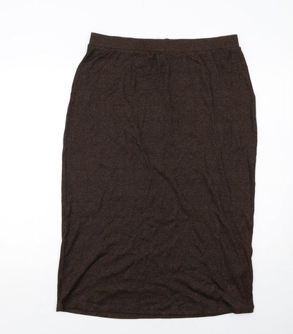 Marks and Spencer Womens Brown Cotton A-Line Skirt Size 16