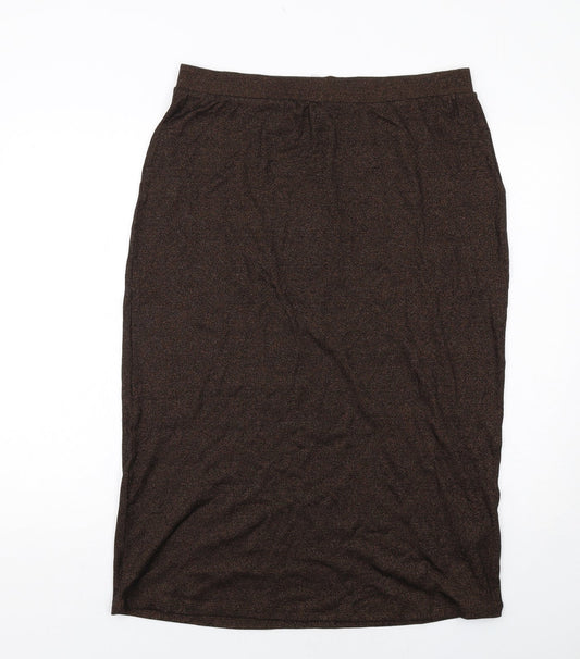Marks and Spencer Womens Brown Cotton A-Line Skirt Size 16