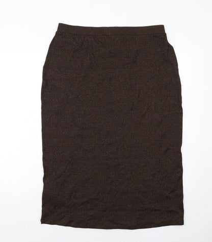 Marks and Spencer Womens Brown Cotton A-Line Skirt Size 16