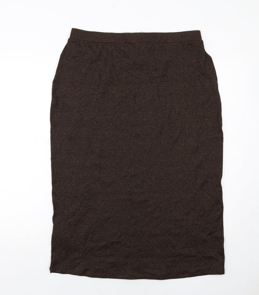 Marks and Spencer Womens Brown Cotton A-Line Skirt Size 16