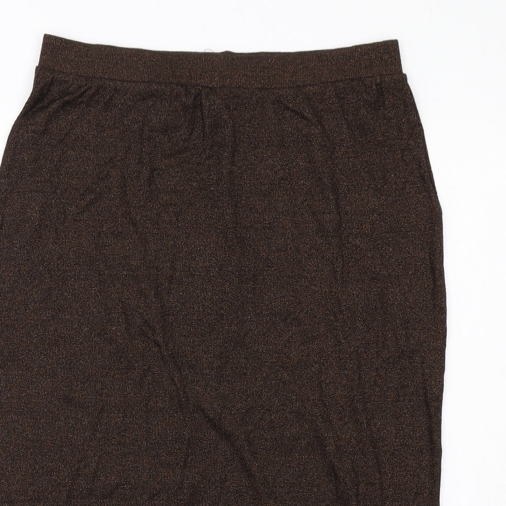 Marks and Spencer Womens Brown Cotton A-Line Skirt Size 16
