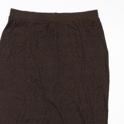 Marks and Spencer Womens Brown Cotton A-Line Skirt Size 16
