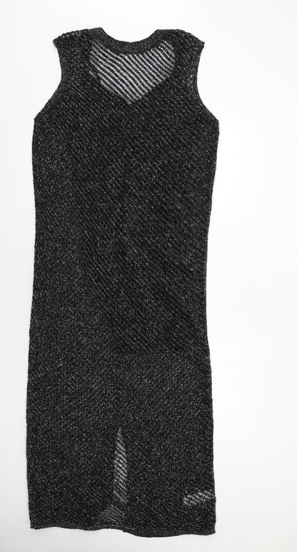 Marks and Spencer Womens Black Cotton A-Line Size M Round Neck Pullover