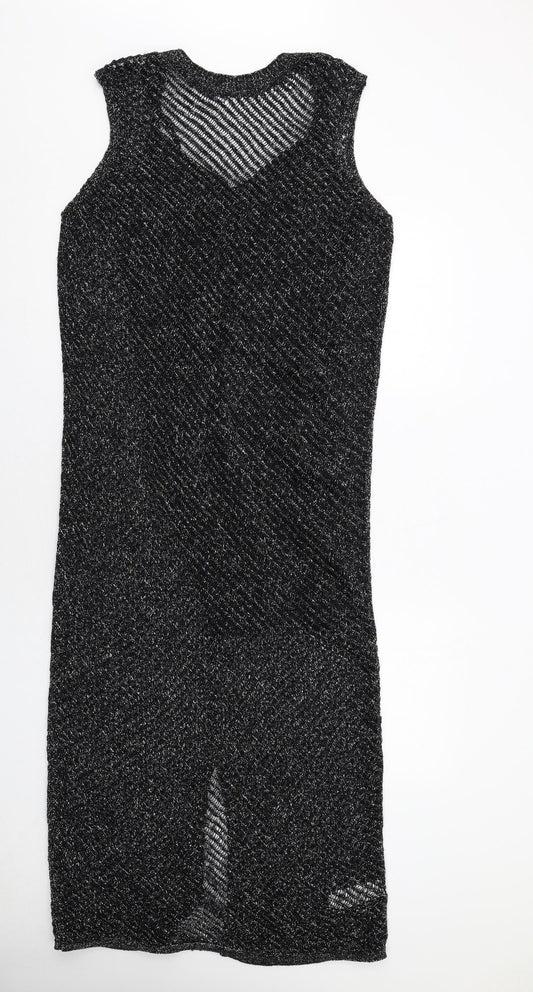 Marks and Spencer Womens Black Cotton A-Line Size M Round Neck Pullover