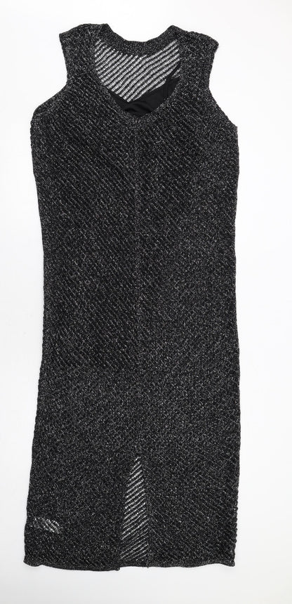 Marks and Spencer Womens Black Cotton A-Line Size M Round Neck Pullover