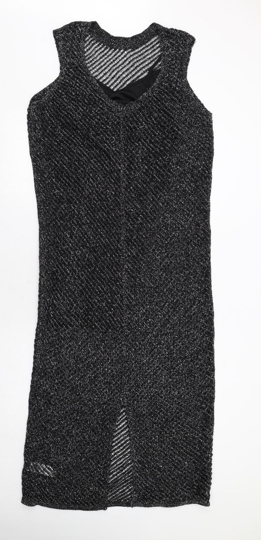 Marks and Spencer Womens Black Cotton A-Line Size M Round Neck Pullover