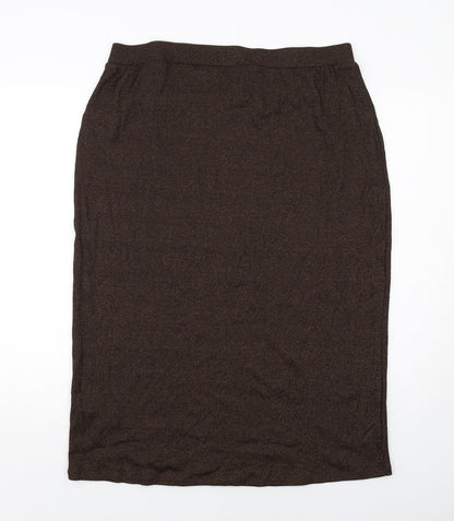 Marks and Spencer Womens Brown Cotton A-Line Skirt Size 18