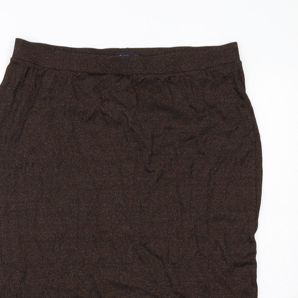 Marks and Spencer Womens Brown Cotton A-Line Skirt Size 18