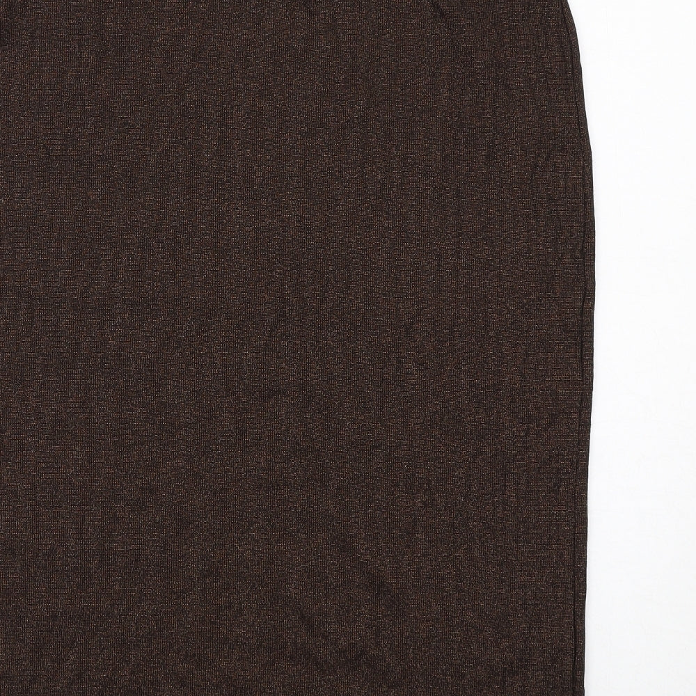 Marks and Spencer Womens Brown Cotton A-Line Skirt Size 18