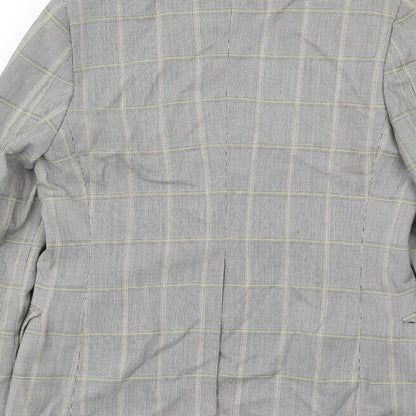 Burleigh Mens Grey Plaid Polyester Jacket Blazer Size 42 Regular