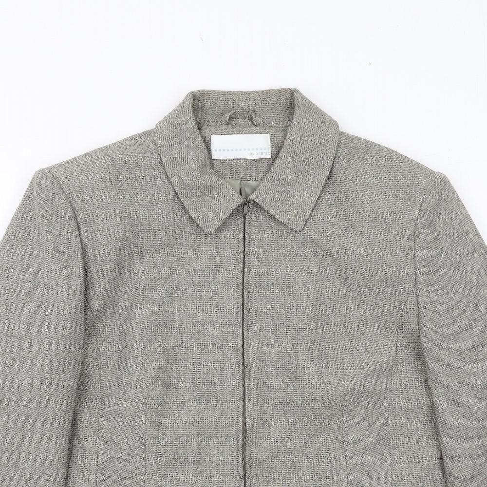 AMARANTO Womens Grey Geometric Jacket Size 16 Zip