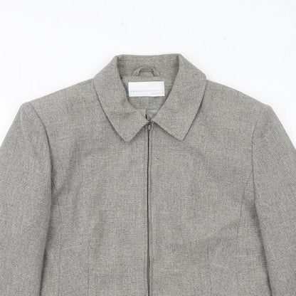 AMARANTO Womens Grey Geometric Jacket Size 16 Zip